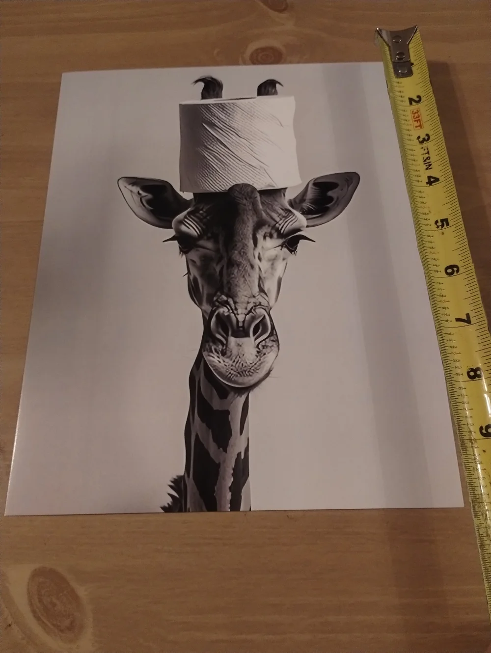 Giraffe Art Print Black White Wall Decor Funny Animal Art Minimalist Bathroom